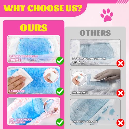 XPCARE 40 Count Disposable Female Dog Diapers, Super Absorbent, Leak Proof, Dog Diapers,Dog Period Diaper Female, for Incontinence, Estrus Female Dogs (Small) - size: Small