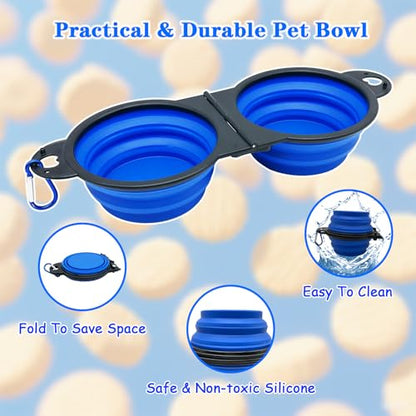 Collapsible Dog Water Bowl - Pet Portable Foldable 2 in 1 Food Bowls,Silicone Feeding Dish for Traveling,Camping,Walking,Hiking