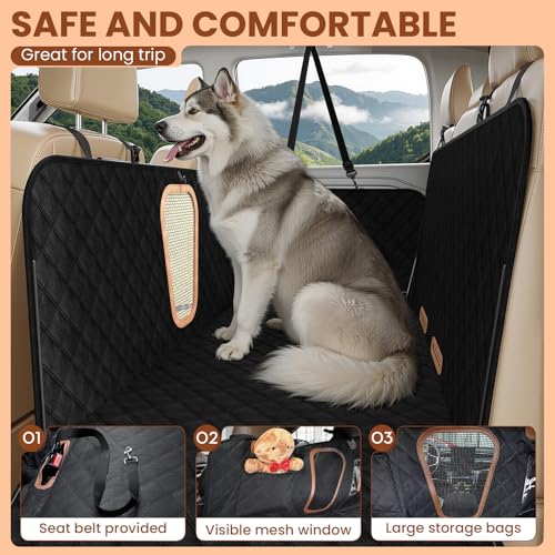 A-Pce Dog Truck Seat Cover for Back Seat, Hard Bottom Dog Hammock for Car, Waterproof Seat Protector, Dual use in Summer and Winter, Universal XL Size Fits for Crew Cab Truck/SUV, Black - size: For Large Truck