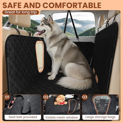 A-Pce Dog Truck Seat Cover for Back Seat, Hard Bottom Dog Hammock for Car, Waterproof Seat Protector, Dual use in Summer and Winter, Universal XL Size Fits for Crew Cab Truck/SUV, Black - size: For Large Truck