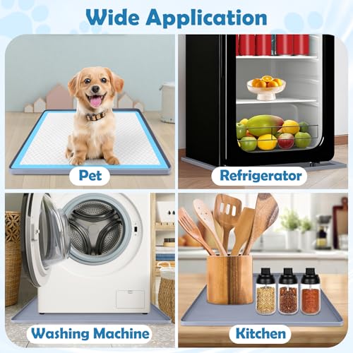 Dog Pee Pad Holder, Dog Potty Tray Silicone Puppy Pad Holder Tray Fits for 34" x 22" Training Pads, Puppy Potty Tray No Spill Raised Lip High Edge for Floor Protection (Dark Grey)