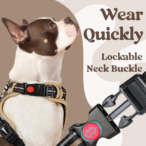 rabbitgoo Dog Harness Small Sized, No Pull Easy On & Off with 3 Buckles Pet Harness, Adjustable Soft Walking Vest with 2 Clips and Handle, Reflective for Small Dogs, Desert Ridge, S - color: Desert Ridge, size: Small