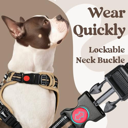 rabbitgoo Dog Harness Small Sized, No Pull Easy On & Off with 3 Buckles Pet Harness, Adjustable Soft Walking Vest with 2 Clips and Handle, Reflective for Small Dogs, Desert Ridge, S - color: Desert Ridge, size: Small