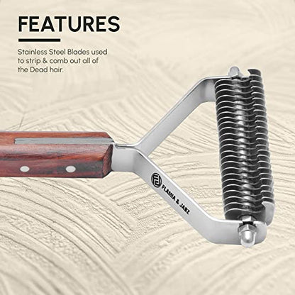 Flamia & Jabz Undercoat Rake for Dogs & Cats, Dematting Grooming Stripper Tool (24 Blades) - size: 24 Blades