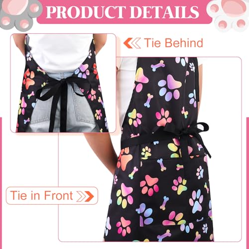 Dog Grooming Waterproof Apron with 2 Pockets, Cute Animals Puppy Dog Pets Apron - style: Gradient Colorful Dog Paw