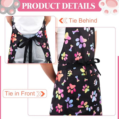 Dog Grooming Waterproof Apron with 2 Pockets, Cute Animals Puppy Dog Pets Apron - style: Gradient Colorful Dog Paw