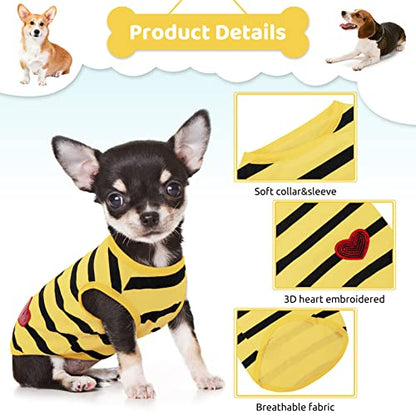 Pet Dog Striped T-Shirt Dogs Cats Cotton Vest Spring Summer Pet Apparel Tee Shirt Suitable for Small and Medium Large Pets French Bulldog Bichon - color: Yellow-Vest, size: X-Small