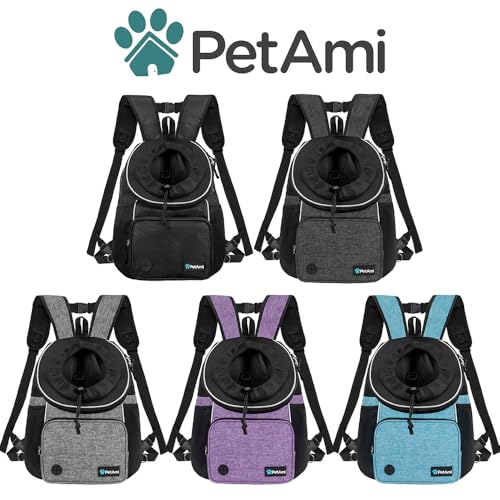 PetAmi Adjustable Dog & Cat Chest Carrier Backpack, Ventilated for Hiking & Camping, Small to Large Pets Up to 15 lbs, Dark Gray - color: Dark Gray, size: Large (15.5x9x18)