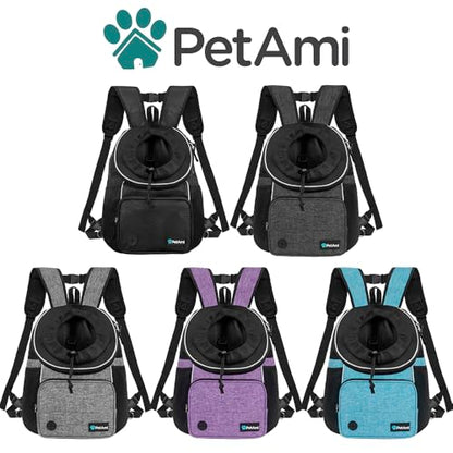 PetAmi Adjustable Cat & Dog Chest Carrier Backpack, Ventilated for Hiking & Camping, Max 15 lbs, Teal Blue - color: Teal Blue, size: Large (15.5x9x18)
