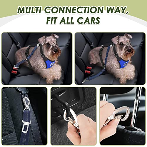 Lukovee Dog Car Harness Seat Belt, Adjustable Mesh Breathable Vest with Elastic Bungee Tether, Soft Padded 2-in-1 Safety Car Harness Seatbelt for Small Medium Large Dogs (Blue,XXS) - color: Blue, size: XX-Small