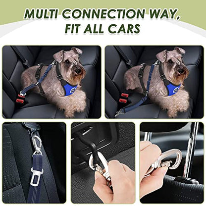Lukovee Dog Car Harness Seat Belt, Adjustable Mesh Breathable Vest with Elastic Bungee Tether, Soft Padded 2-in-1 Safety Car Harness Seatbelt for Small Medium Large Dogs (Blue,XXS) - color: Blue, size: XX-Small