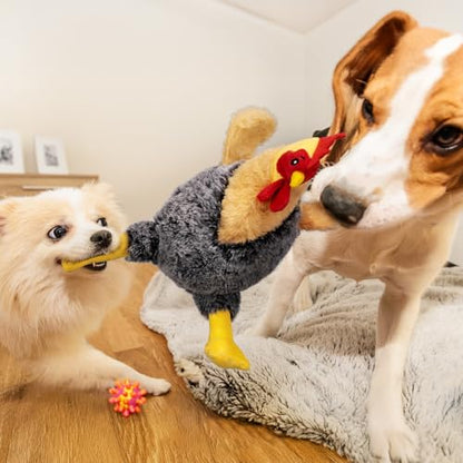 Squeaky Stuffed Dog Toys – Plush Chicken Chew Toy for Small, Medium & Large Dogs, Cute & Funny Interactive Puppy Toy with Crinkle Paper & Double Squeakers - style: Chicken
