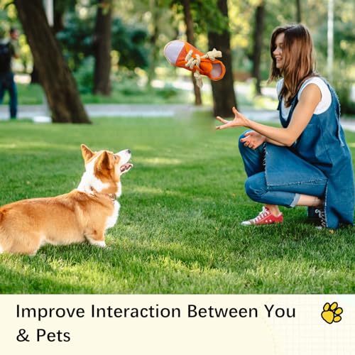 vocheer Dog Chew Toy, Dog Toys to Keep Them Busy Durable Teething Shoe Interactive Squeaky Puppy Toy,Small,Medium Breze, Machine Washable(Orange) - color: Orange