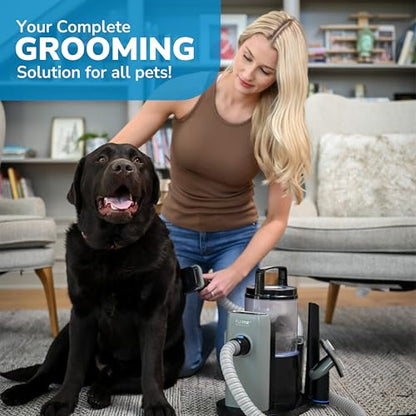 FURME Professional Plus Pet Grooming Vacuum Kit - Cat & Dog Grooming Kit for Easy Pet Care at Home, Quiet & Safe Dog Hair Remover Machine with Brush, Clipper, Shedding & Cleaner Tools & 2L Canister - size: 2 Liter Canister