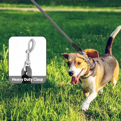 Mile High Life Dog Leash, Rope Leash with Genuine Leather Handle and Heavy Duty Metal Clasp, Great for Small Medium Large Dogs (Gray, 4FT) - color: Leather Handle-Gray, size: 48 Inch-1/2"