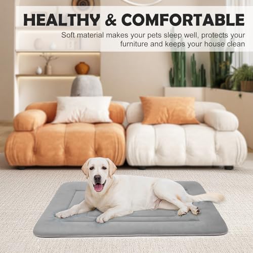 Dog Bed Soft Dog Crate Bed Pad Mat, 36 in Non Slip Bottom Washable Beds for Medium and Large Dogs, Pet Bed Mattress Kennel Pad, Clay Gray - color: Clay Gray, size: 36.0"L x 23.0"W x 1.2"Th