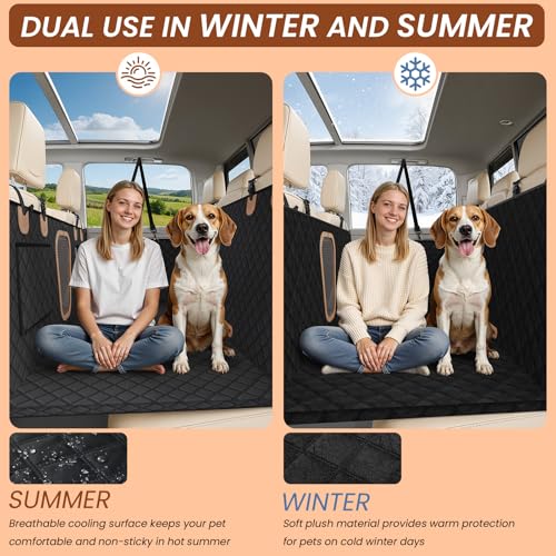 A-Pce Dog Truck Seat Cover for Back Seat, Hard Bottom Dog Hammock for Car, Waterproof Seat Protector, Dual use in Summer and Winter, Universal XL Size Fits for Crew Cab Truck/SUV, Black - size: For Large Truck