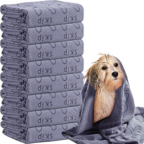 Peryiter 8 Pcs Dog Drying Towels Bulk 55'' x 28'' Pet Grooming Absorbent Microfiber Dog Bath Towels Quick Drying Puppy Bathing Towel for Small Medium Large Cats Pets Bathing Grooming(Grey) - color: Grey