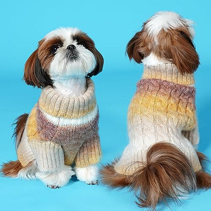 KYEESE Dog Sweater for Small Dogs Thick Cable Knit Dog Turtleneck Knitwear Warm with Sleeves Puppy Sweater Fuzzy, Brown, Small - color: 06# Brown, size: Small (6-9lbs)