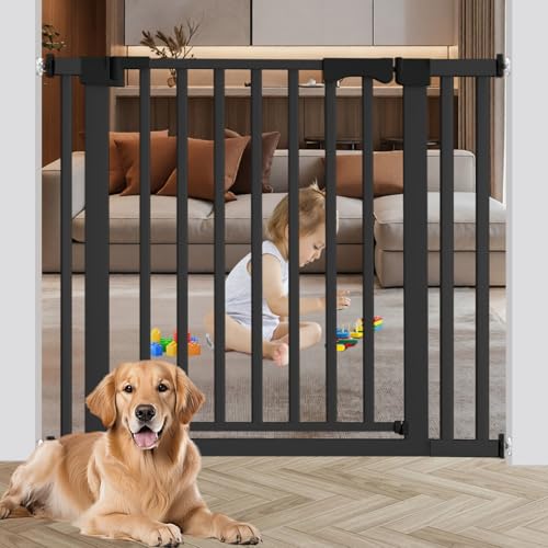 30-41 Inch Extra Wide Outdoor Baby Gate/Dog Gate, Indoor Pet Gate for Doorways, Hallways and Stairs No Drilling, Auto Close, Pressure Mounted Safety gate for Babies,Pets, Black - size: Black 30-40inches wide