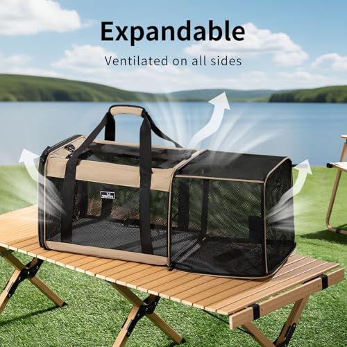 Wakytu Airline Approved Expandable Pet Carrier for Small Cats, Collapsible Travel Bag with 600D Oxford, Safety Lock Zipper,S - size: Small