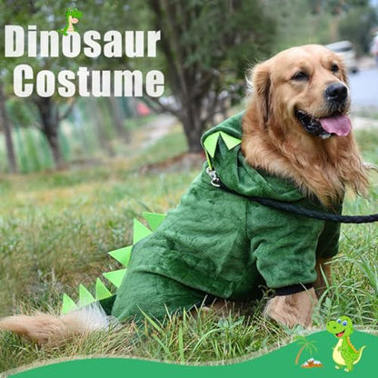 Idepet Large Dogs Halloween Dinosaur Costume Jacket Pet Dog Warm Fleece Winter Clothing Outfits Funny Apperal Golden Retriever Pitbull Clothes Hoodie (5XL) - size: 5XL