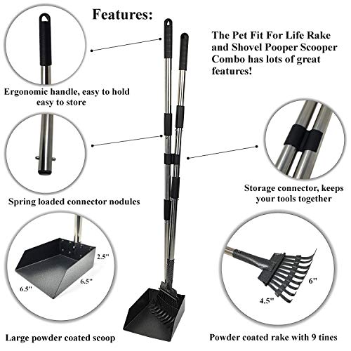 Outdoor Waste Can, Poop Scoop with Rake, Bag Roll 3-Pack Bundle