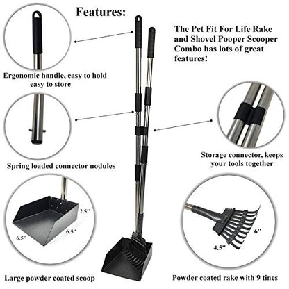 Outdoor Waste Can, Poop Scoop with Rake, Bag Roll 3-Pack Bundle