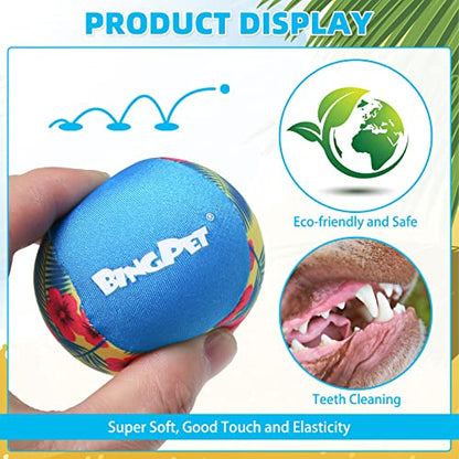 BINGPET Dog Pool Toy Floating Balls, 2 Pcs Dog Water Ball for Summer Swimming Bouncing Ball Pool Toys, Interactive Soft Dog Chew Balls for Small and Medium Dogs - color: Hawaiian