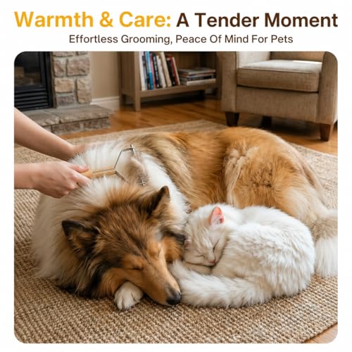 Dog Brush for Shedding, Deshedding Brush and Undercoat Rake for Dogs, Grooming Tool for Long Haired Pets, Hair Brush and Shedding Tool for Thick Coats with Bamboo Handle - size: 1 Pcs