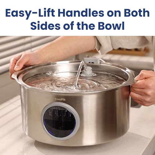 PawsPik Ultra-Quiet Stainless Steel Dog Water Fountain, 1.8-gal - color: Silver