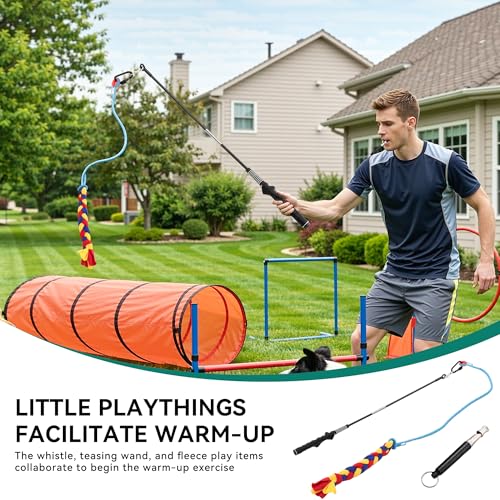 DWVO Dog Agility Accessories Kit: Comprises of a Teaser Pole, 2 Hurdles, 6 Weaving Poles, Agility Tunnel, Pause Box, Full Set of Agility Equipment for Backyard Indoors Outdoors