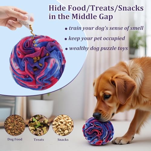 Ablechien Snuffle Ball for Dogs, Sniffle Interactive Treat Toy, Washable Puppy Treat Toy, Foraging Puzzle Ball Toy, Mind Games for Dogs, Enrichment Dog Toys - color: Violet