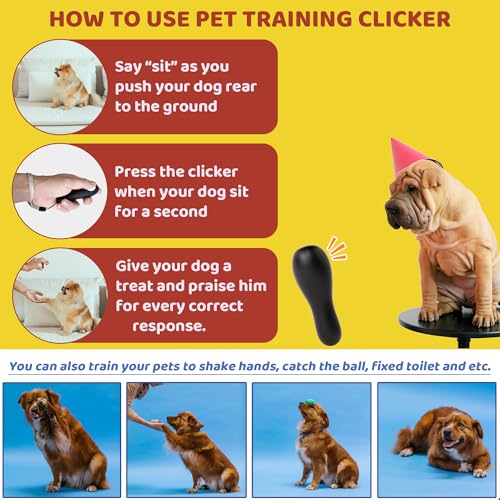 Dog Training Clickers with Wrist Strap, Training Clicker for Pet Like Dog Cat Horse Bird Dolphin Puppy, Big Buttons and Loud Sound (Black) - color: Black