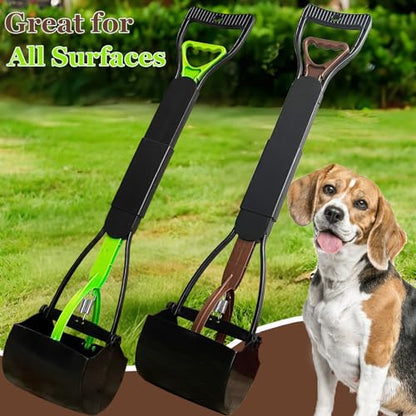 ienjoyed 2 Pieces Pooper Scooper, Large Pooper Scooper for Dogs Heavy Duty, Dog Pooper Scooper with Long Handle & High Strength Durable Spring, Foldable Dog Poop Pick Up(28-inch) - size: 2 Pieces(28-inch)