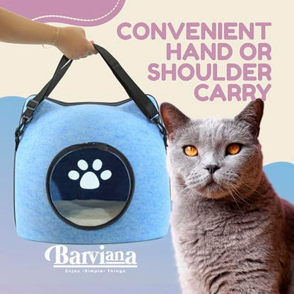 Cat Cave Bed for Indoor Cats – Felt Covered Hideaway with Cushion, Foldable Enclosed Pet House, Portable Cozy Cave Bed for Medium & Large Cats (Blue)