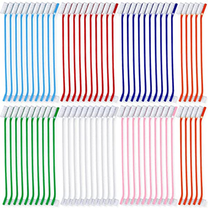 Honeydak Dog Toothbrush Bulk Dual Headed Dental Brushes Dogs Tooth Brushing Kit Long Handle Pet Tooth Brush for Puppy Large Small Cats and Most Pets Teeth Cleaning Dental Supplies(70 Pcs,Colorful) - color: Colorful