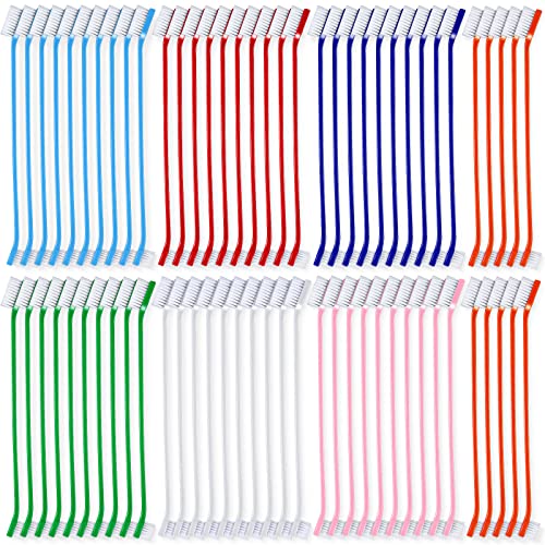 Honeydak Dog Toothbrush Bulk Dual Headed Dental Brushes Dogs Tooth Brushing Kit Long Handle Pet Tooth Brush for Puppy Large Small Cats and Most Pets Teeth Cleaning Dental Supplies(70 Pcs,Colorful) - color: Colorful