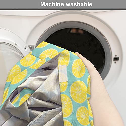 Lunarable Yellow and Blue Dog Crate Cover, Citrus Pattern in Hand Drawn Style Watercolor Grunge Lemon Slices, Easy to Use Pet Kennel Cover for Small Dogs Puppies Kittens, 18 Inch, Turquoise and Yellow