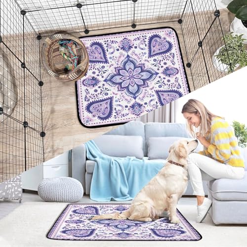Qilmy Mandala Pet Mat, Waterproof Reusable Dog Training Pad Anti-Slip Pet Creat Pad for Small Medium Large Dogs and Cats - size: Smallx3
