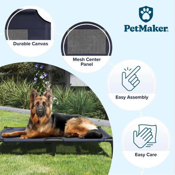 Elevated Dog Bed Cover - 36x30-Inch Replacement Pet Bed Cover with Mesh Panel - for Indoor/Outdoor Use - Dog Cot Not Included by PETMAKER (Blue) - size: Large