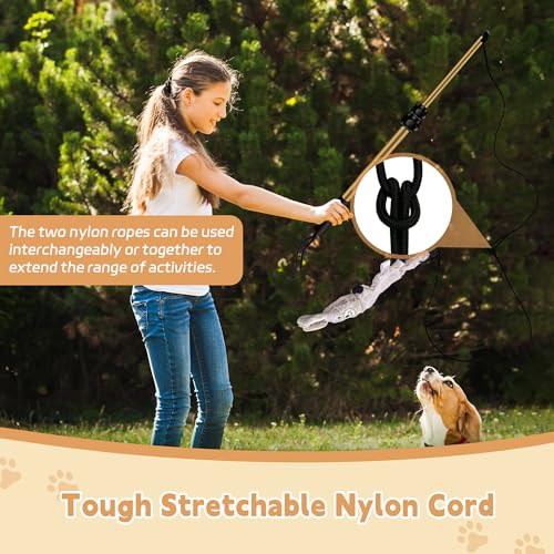 Flirt Pole for Dogs, Interactive Toys Tug-of-war for Pet, Durable Teaser Wand, Chase Toys with Rope Chewing Sticks, for Outdoor Exercise & Training - size: 2 switch-40.2Inch-Gold