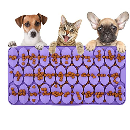Silicone Snuffle Mat for Dogs Slow Feeder Lick Mat with Suction Cups Dogs Sniff Mat Dogs & Cats Entertainment Toys for Boredom(Purple) - color: Purple