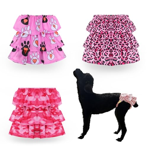 Cathy Doll 3 Pack Premium Reusable Washable Dog Diapers for Female Dogs in Heat Period Incontinence Puppy Training Highly Absorbent Leak-Proof Durable Pink (S) - size: S