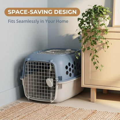 Small Dog Crate 25 lbs, 2 Door Portable Travel Kennel, Blue | Designed for Real-Life Everyday Use;Helps Build Better Pet Behavior Habits;Reduces Owner Stress in Busy Moments