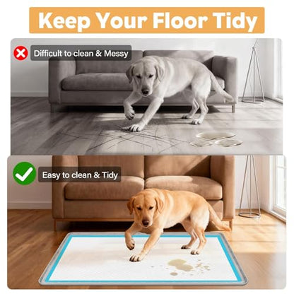 40"x28" Pee Pad Holder for Dogs Puppy Pad Holder Silicone Pee Tray for Dog Training Floor Protection Raised Edge Dog Potty Tray, No Pee Pads(Grey) - color: 40"x28" Grey