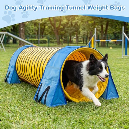 Silipull 2 Set Dog Agility Tunnel Sandbags, Dog Tunnel Weight Bags Heavy-Duty PVC Weatherproof Design, Adjustable for 18"-26" Diameter for Stabilizing and Securing, Blue (Tunnels Not Included)