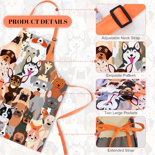 Dog Grooming Waterproof Apron with 2 Pockets, Cute Animals Puppy Dog Pets Apron - style: Dog Family Photo