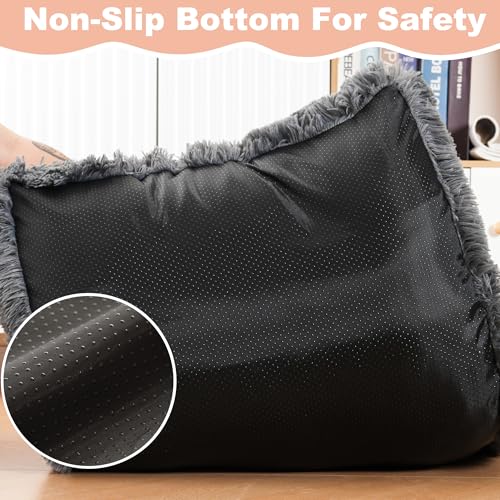 Bedfolks Waterproof Crate Bed, Plush Dog & Cat Kennel Pad, Faux Fur, Washable, 23"x18", Dark Grey - color: Solid Dark Grey, size: Small(23x18'')