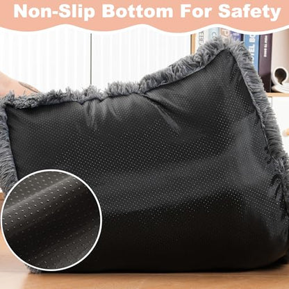 Bedfolks Waterproof Crate Bed, Plush Dog & Cat Kennel Pad, Faux Fur, Washable, 23"x18", Dark Grey - color: Solid Dark Grey, size: Small(23x18'')